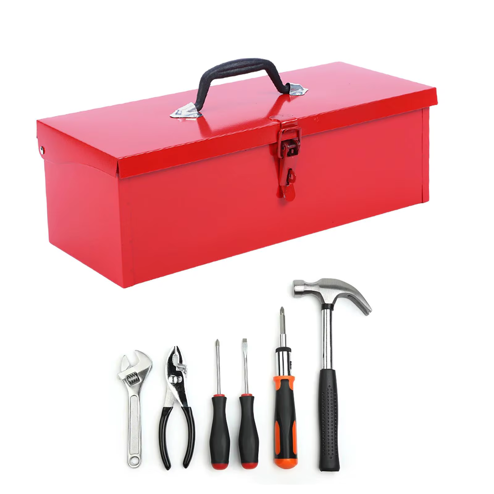 Boîte à outils en fer pour électricien, coffre à outils, conteneur, fermeture à loquet, mallette à o