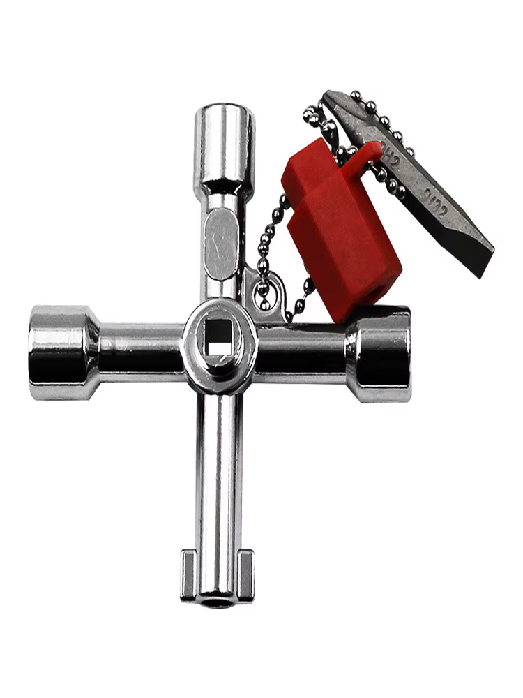 Clé multifonctionnelle 4 en 1, croix triangulaire intérieure, armoire de commande électrique, boucli