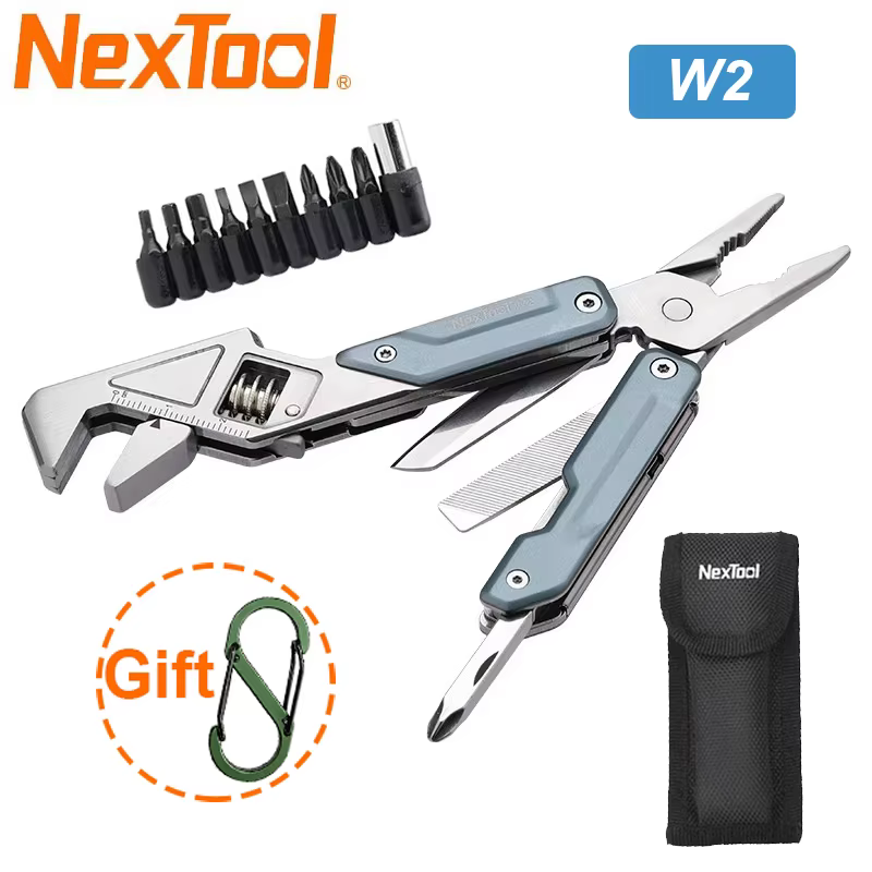 Clé à molette réglable NexTool W2, outil multifonction, pinces pliantes, clé à molette multifonction