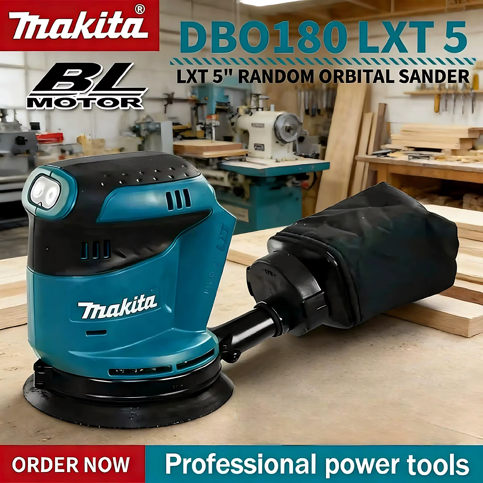 Ponceuse orbitale aléatoire sans fil Makita DBO180Z 18V pour le travail du bois et le polissage du m