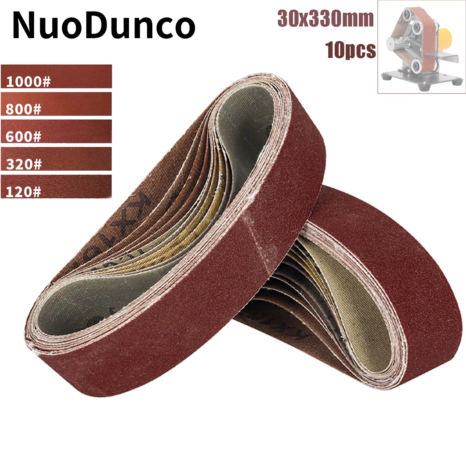 10 pièces 30x330mmSanding bandes ceinture Sande Machine spécial abrasif pour Machine à polir métal t
