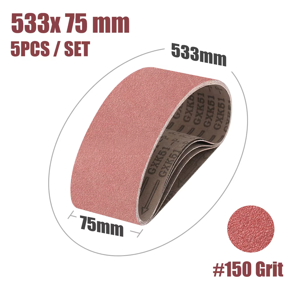 CMCP-Bande abrasive pour ponceuse, 533x75mm, 5 pièces, accessoire pour bois et métal