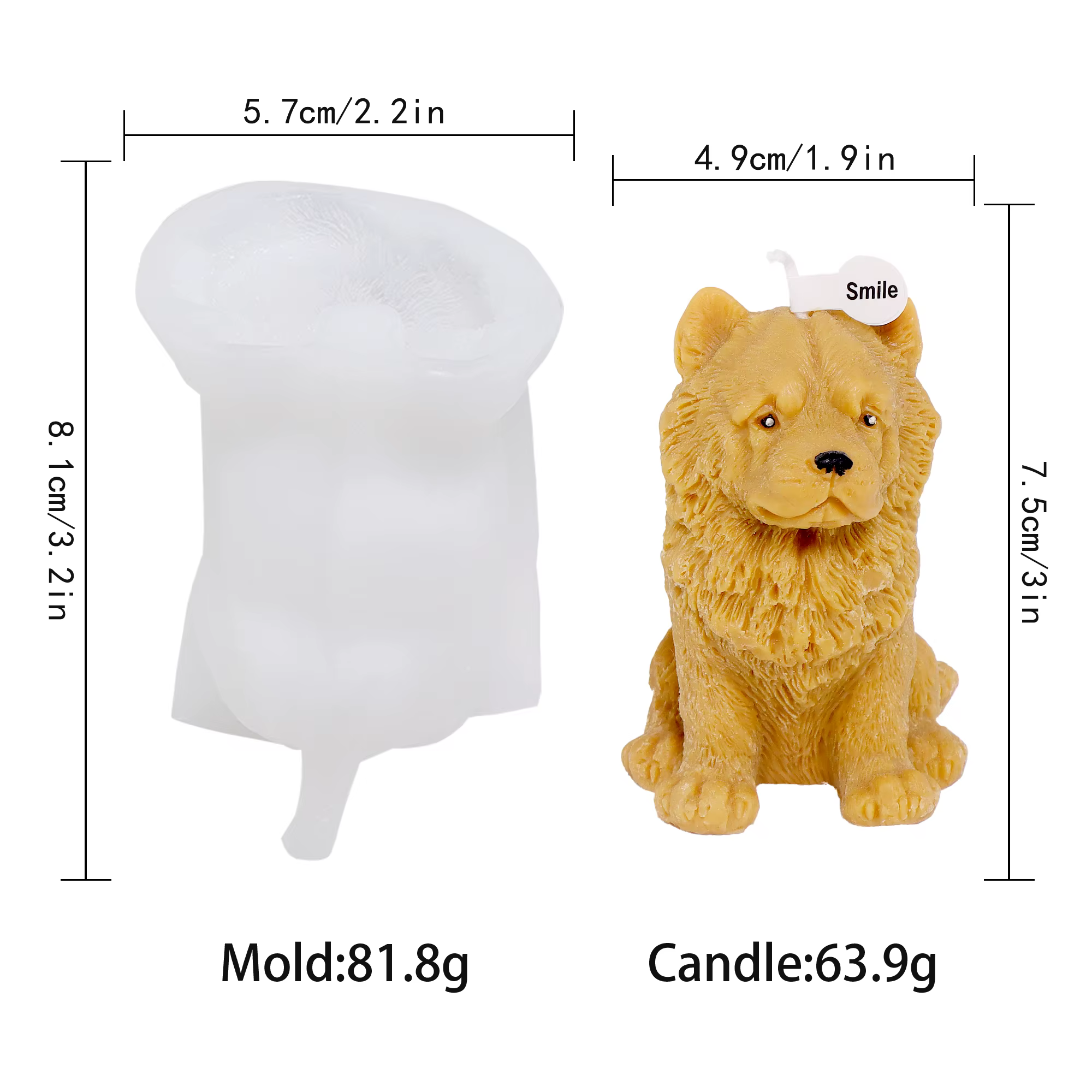 Moule 3D pour chiot, Animal, Labrador, outil de modélisation, accessoires, bougie parfumée ondulée, 