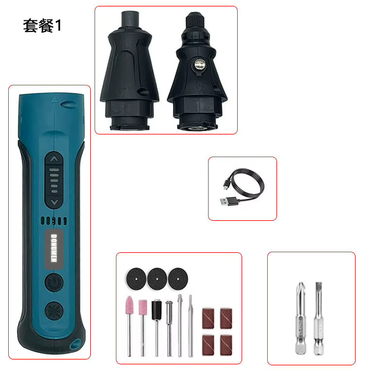 Tournevis électrique sans fil aste multifonctionnel, mini perceuse, meuleuse, ensemble d'outils élec