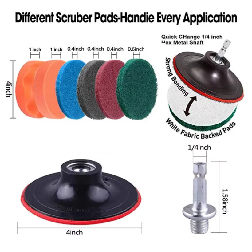 UNTIOR – ensemble de fixation de brosse pour perceuse électrique, brosse à récurer électrique, polis