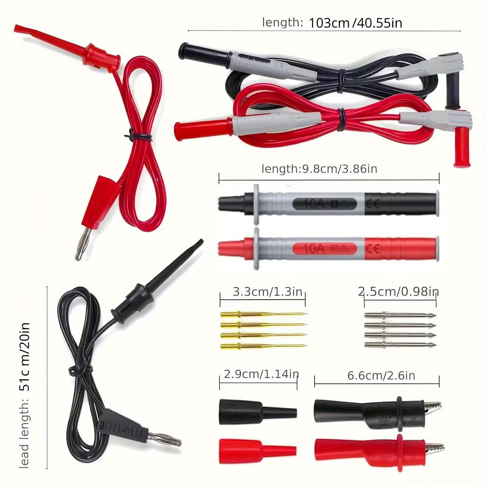 Kit de fils de Test P1308B, fiche banane de 4MM pour tester le câble à crochet, sonde multimètre rem