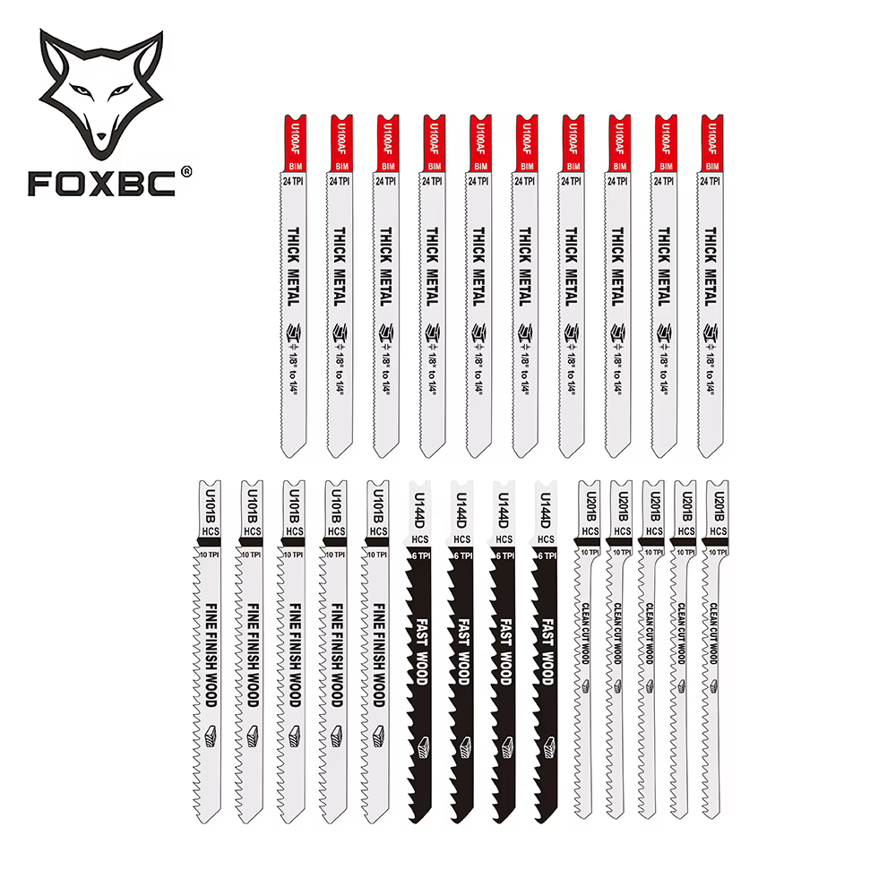FOXBC-Jeu de scies sauteuses à tige en U pour la coupe du bois et du métal, convient à Ryobi, Black 