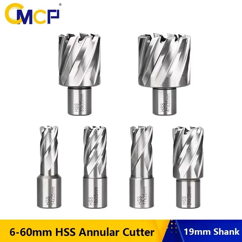 CMCP 1 pièce Foret annulaire 6-60mm HSS à queue Weldon, Scie cloche pour la découpe de métaux