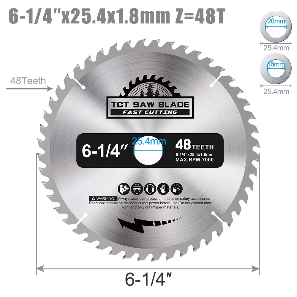 CMCP 1 pièce 160mm TCT lame de scie circulaire en carbure 6-1/4 pouces 48T disque de coupe du bois l