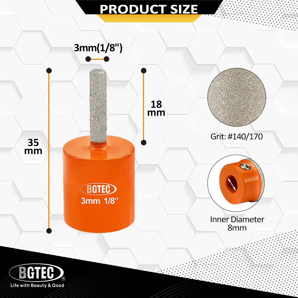 BGTEC 3/6/19/25mm Têtes de meuleuses pour verre, carrelage céramique et porcelaine, pour meulage à l