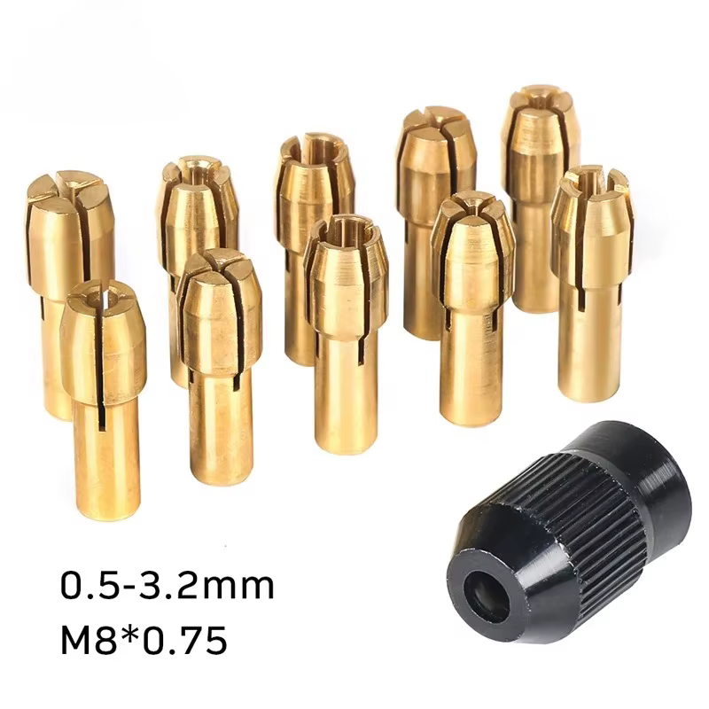 Mandrin à pince en laiton pour Mini perceuse, pour outil rotatif Dremel 0.5-3.2mm en laiton et écrou