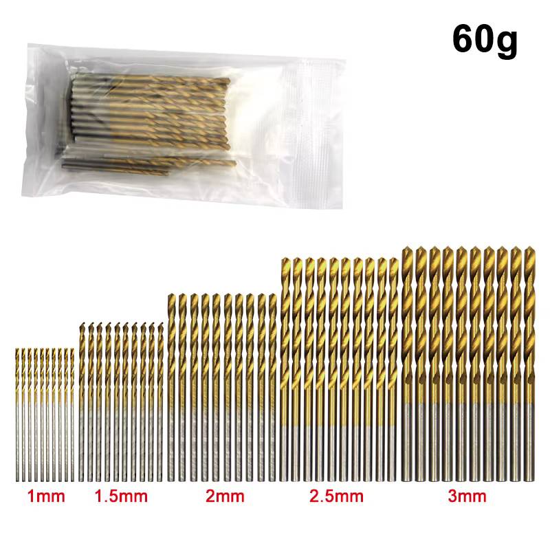 Jeu de forets hélicoïdaux plaqués titane, petite foret de 1-3mm, perceuse électrique, ensemble de pe