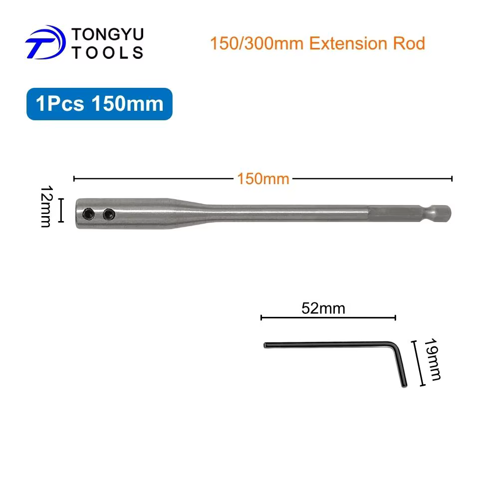 Tige d'extension pour foret 150/300 mm, queue hexagonale 1/4 po, support d'extension longue portée p