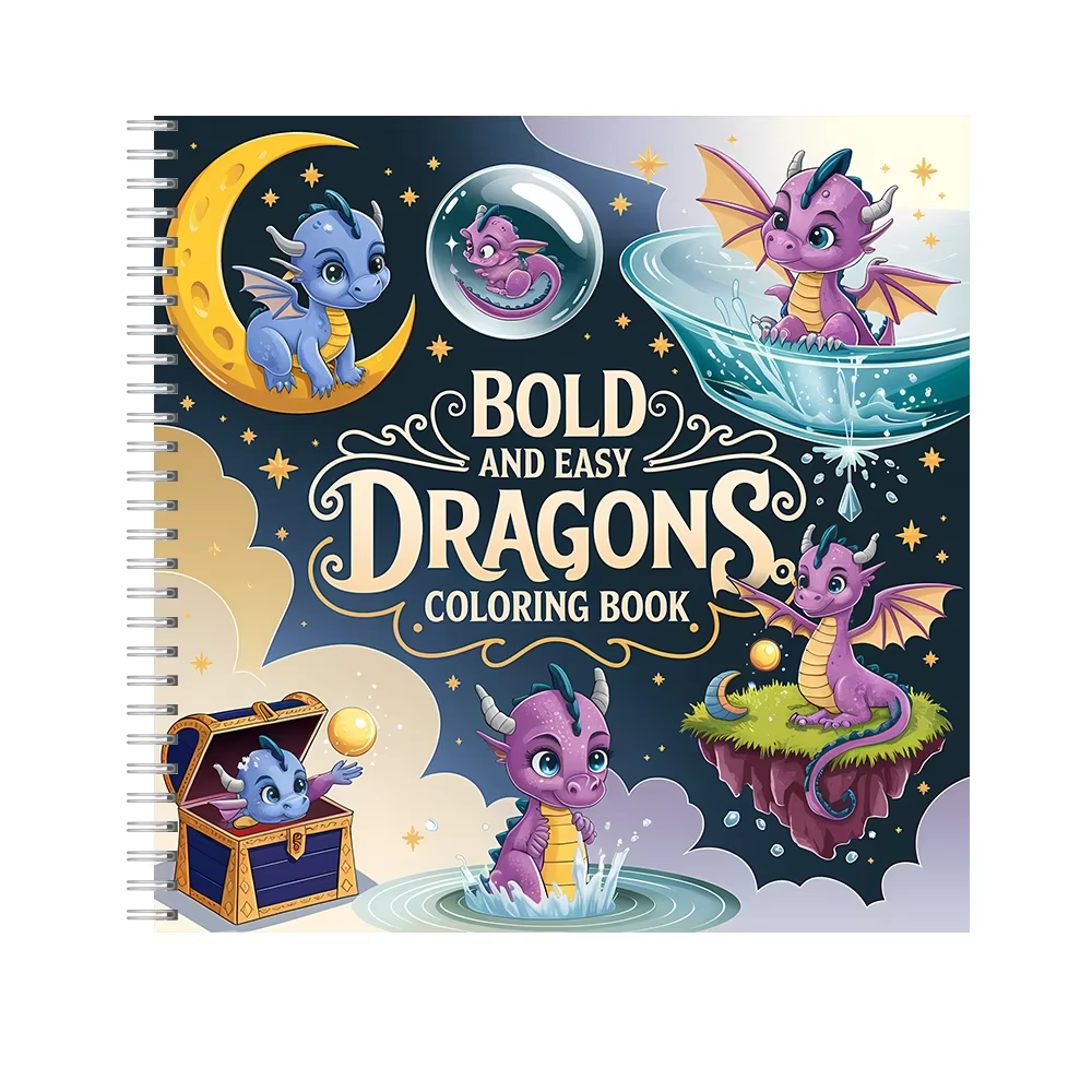 Livre de coloriage Easy Dragons pour adultes, cadeau d'anniversaire, fournitures de rentrée scolaire