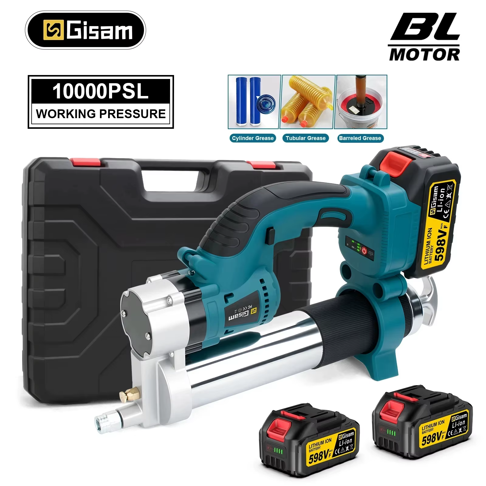 Gisuis 10000PSL 69Mpa pistolet à graisse électrique sans brosse haute pression huile lubrifiante de 