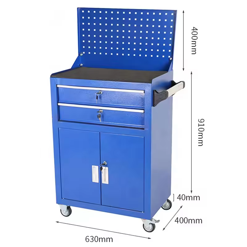 Coffre à outils modulaire roulant avec panneau perforé, armoire de rangement industrielle épaissie a