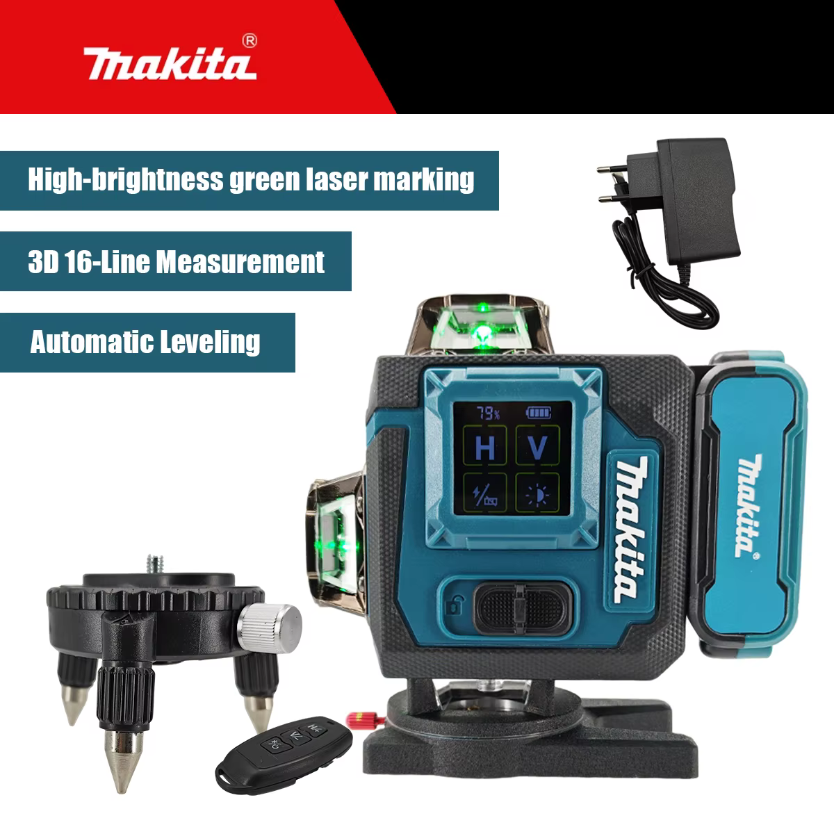 Niveau laser numérique Makita 360 degrés X4 16 lignes, auto-nivelant, outil de mesure de précision p