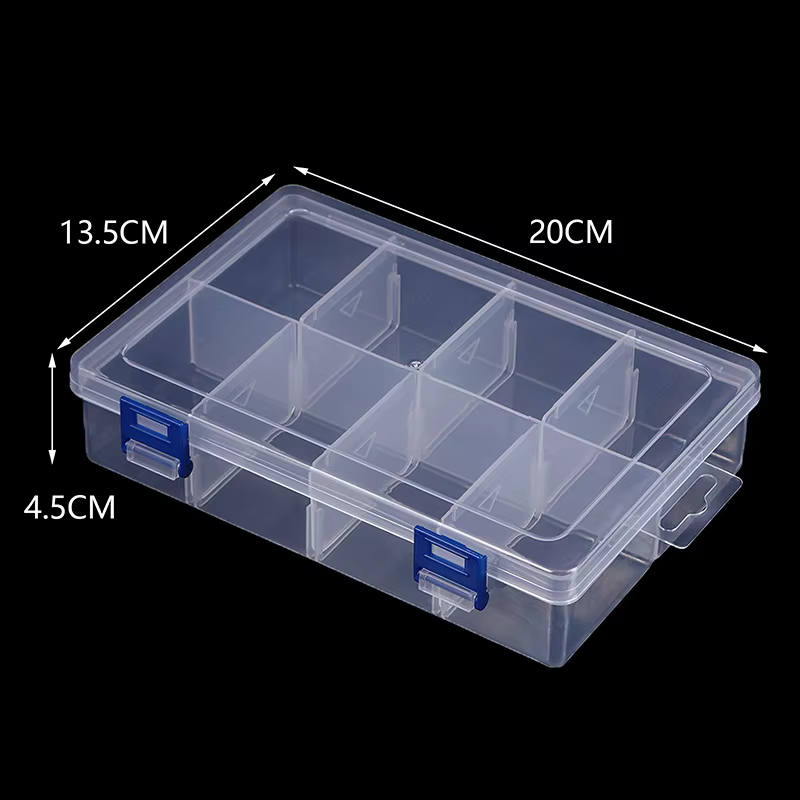 Mallette à outils multifonctionnelle 20x13.5x4.5cm, grand 8 grilles, vis de rangement en plastique,