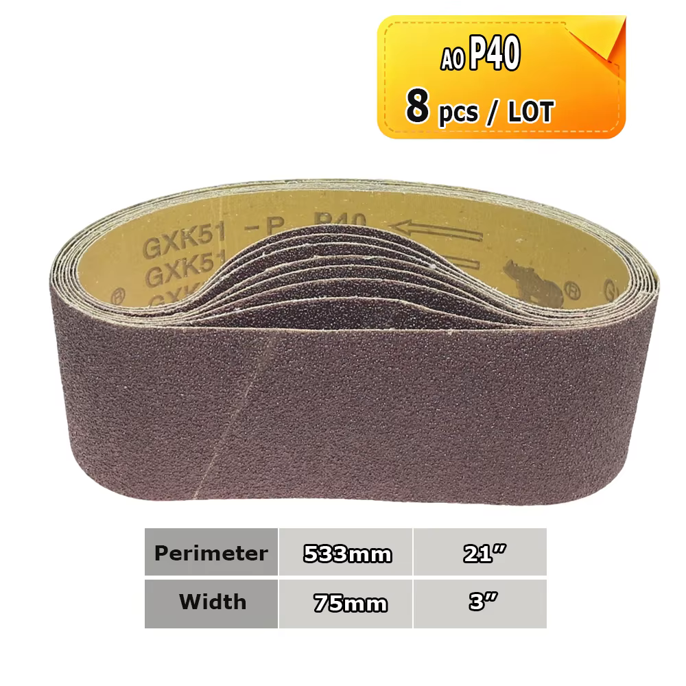 Bandes de ponçage pour ponceuse à bande 3 po x 21 po (533 x 75 mm) – Abrasifs céramiques P36 - AO P1