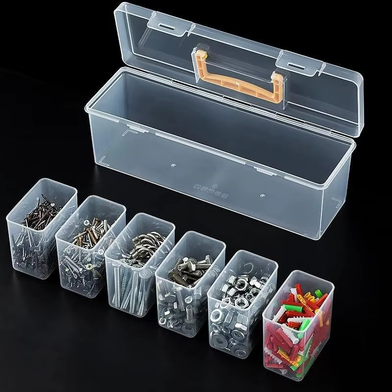 Ensemble d'organisateurs d'outils professionnels 7-P, boîte de rangement transparente avec séparateu