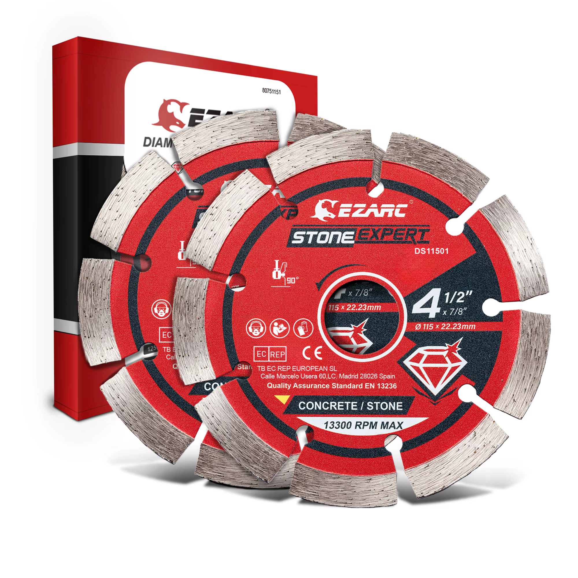 EZARC-Lame de Scie Diamantée Segmentée pour Meuleuse d'Angle, Coupe de Pierre à Béton, Brique Circul