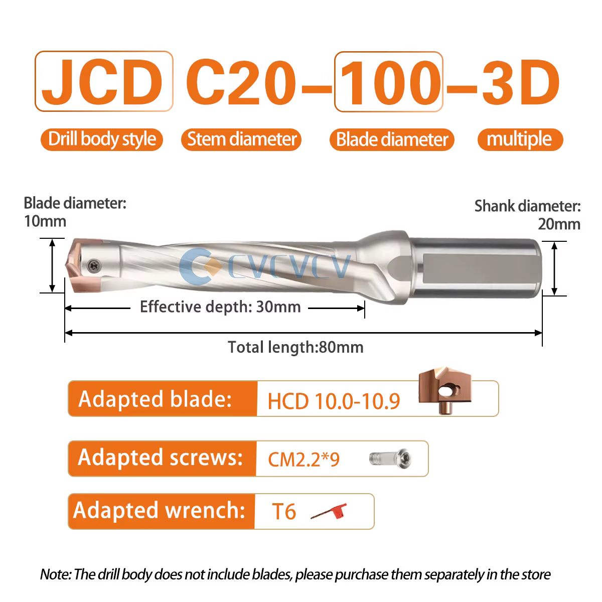 Foret de couronne de haute qualité, foret de Violence JCD 3D/5D/8D, refroidissement interne, perceus