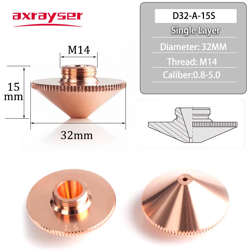 Buses Laser Raytools simple Double couche Dia.32mm calibre M14 0.8-4.5mm pour Machine de découpe Las