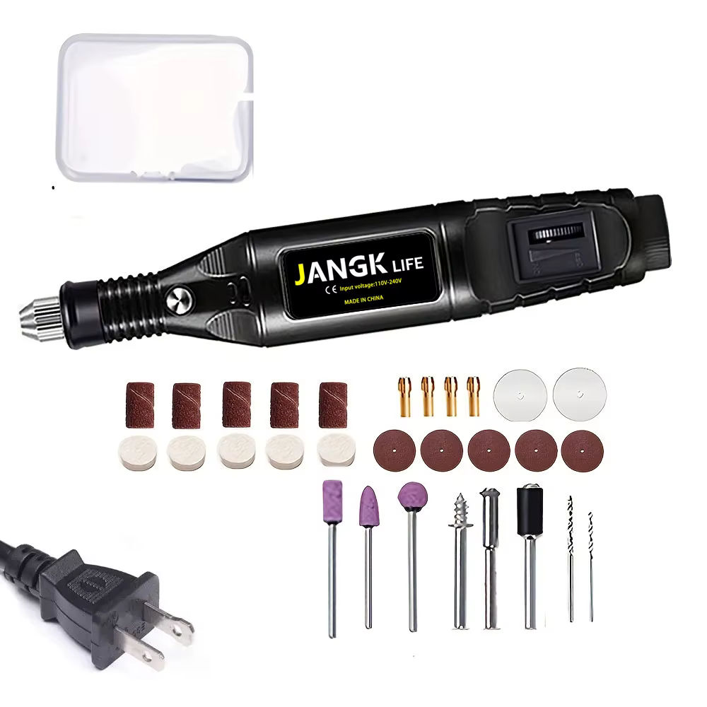 JANGKLIFE110-220V Polisseuse et perceuse, meuleuse haute puissance et ensemble de 211 pièces, découp