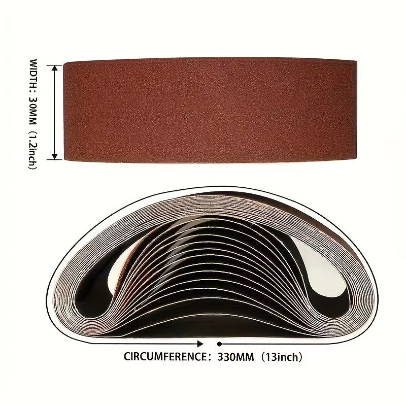 10 pièces de bandes abrasives 30 x 330 mm - Grains 60/80/120/240/400 - Pour ponçage, ponçage à sec,