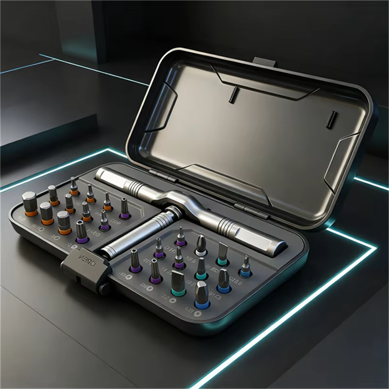 Jeu de tournevis magnétiques 24 en 1, tournevis à cliquet magnétique Compact et Portable avec poigné