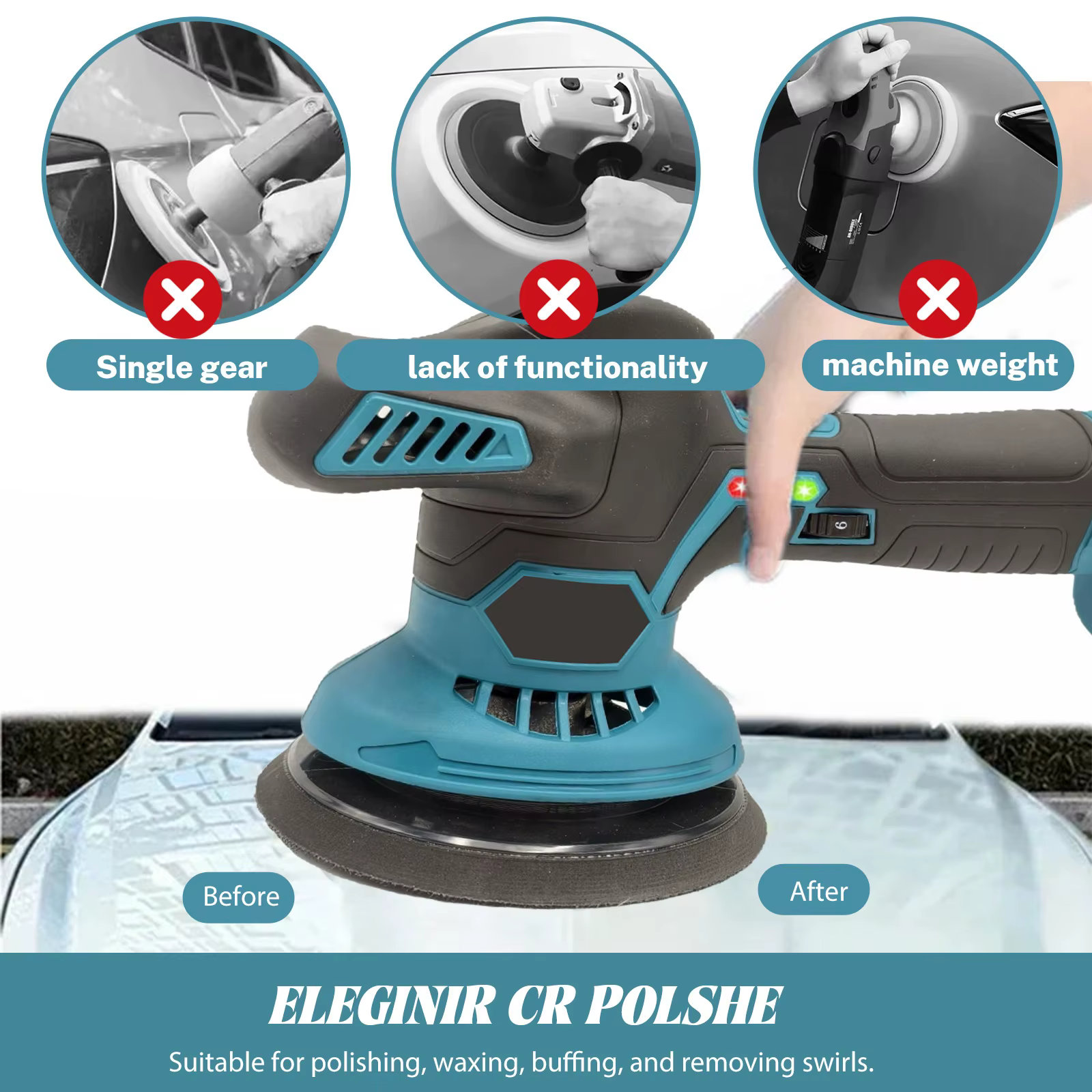 Makita – polisseuse électrique sans fil pour voiture, 6 vitesses, pot de polissage, outil, Machine d