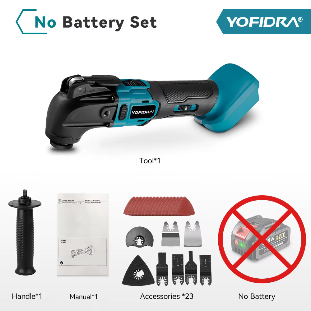Yofidra outil multifonction oscillant sans brosse scie électrique tondeuse pelle polisseuse travail