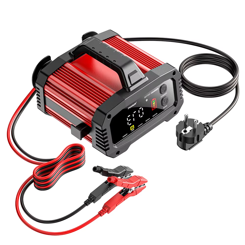 FOXSUR – chargeur de batterie intelligent 25a 12V 24v15a, avec fonction Booster de voiture, pour bat