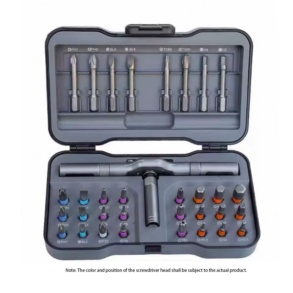 Jeu de tournevis ménagers, ensemble d'outils polyvalents 32-en-1 de haute dureté, sans électricité, 