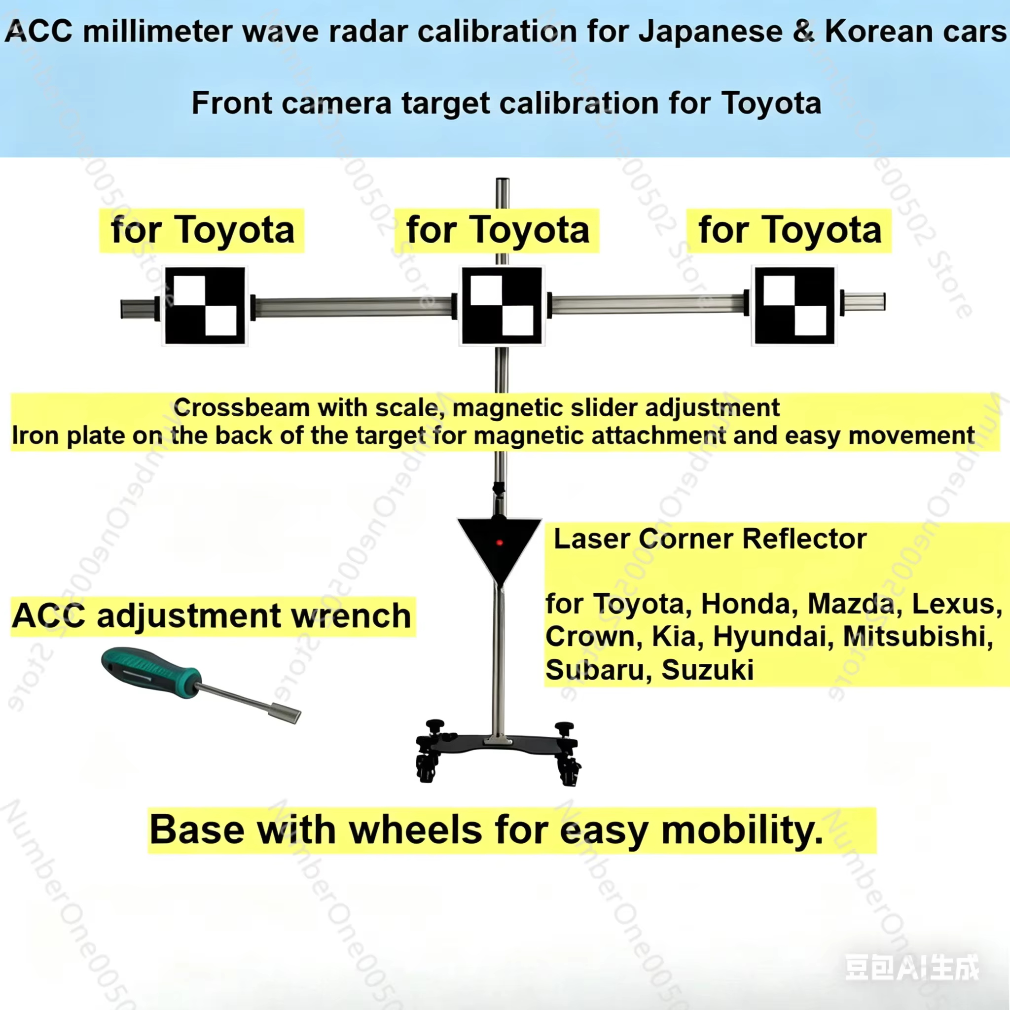 Outil de calibrage ADAS avec radar ACC MmWave pour Honda, Mitsubishi, Subaru, Suzuki, Kia, Mazda et 