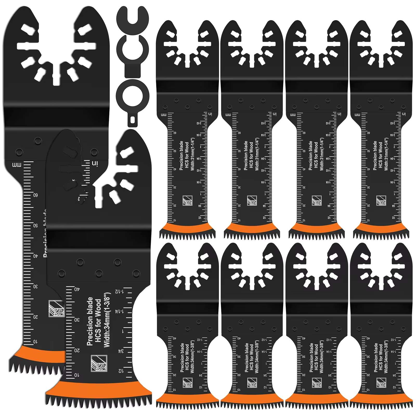 Lames de scie oscillante 10 pièces, à dents japonaises et bord en arc, pour outils multifonctions, p