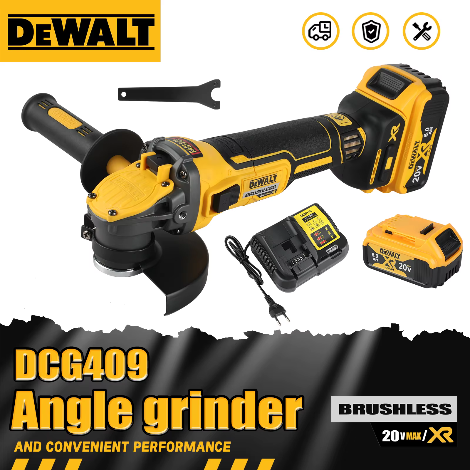 DEWALT DCG409 125mm meuleuse d'angle à tête plate Machine-outil nue Machine de découpe 20v meuleuse