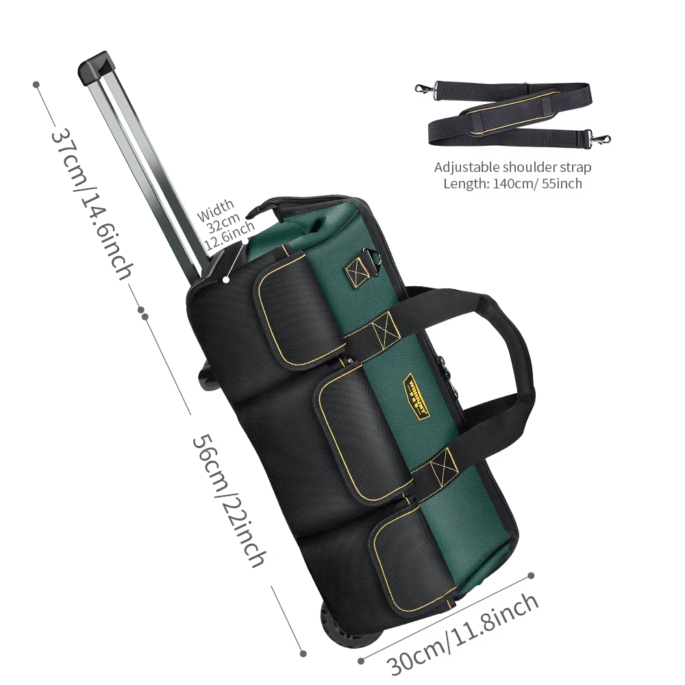 Sac à outils roulant, trousse à outils robuste, grande boîte à outils à tige de traction, sac spécia