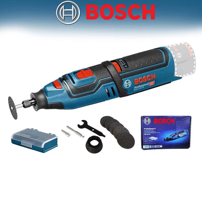 BOSCH GRO12V-35 Meuleuse-polisseuse électrique 12V, batterie au lithium rechargeable, régulation à 6