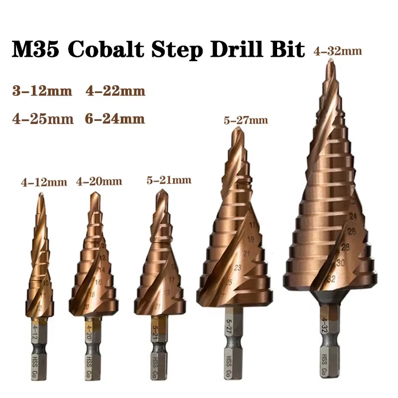 M35 5% asile alt-Foret étagé HSS-Co, cône hexagonal, outil de forage en métal, coupe-trou, 3-12/4-12