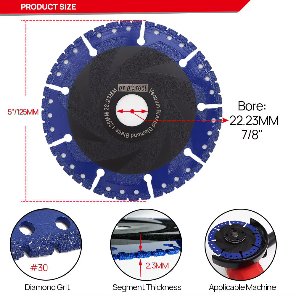 DT-DIATOOL 1pc Dia 125mm/5 pouces diamant disques de coupe tout usage scie lame sauvetage diamant la