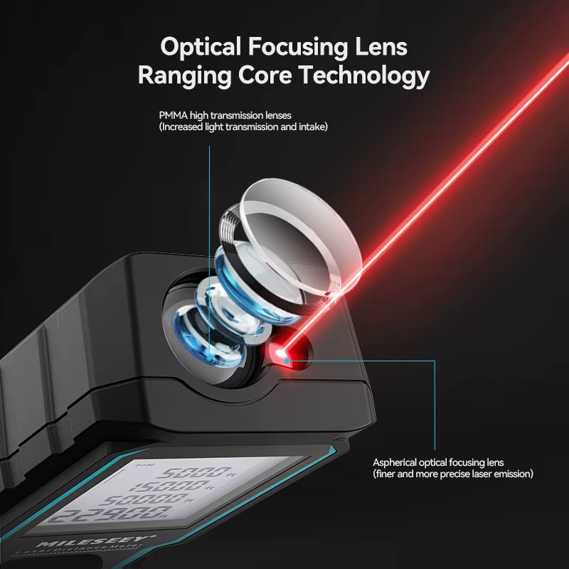 MILESEEY metre laser, telemetres laser, IP54 Mètre ruban laser 40M 60M 80M 100M , règle électronique