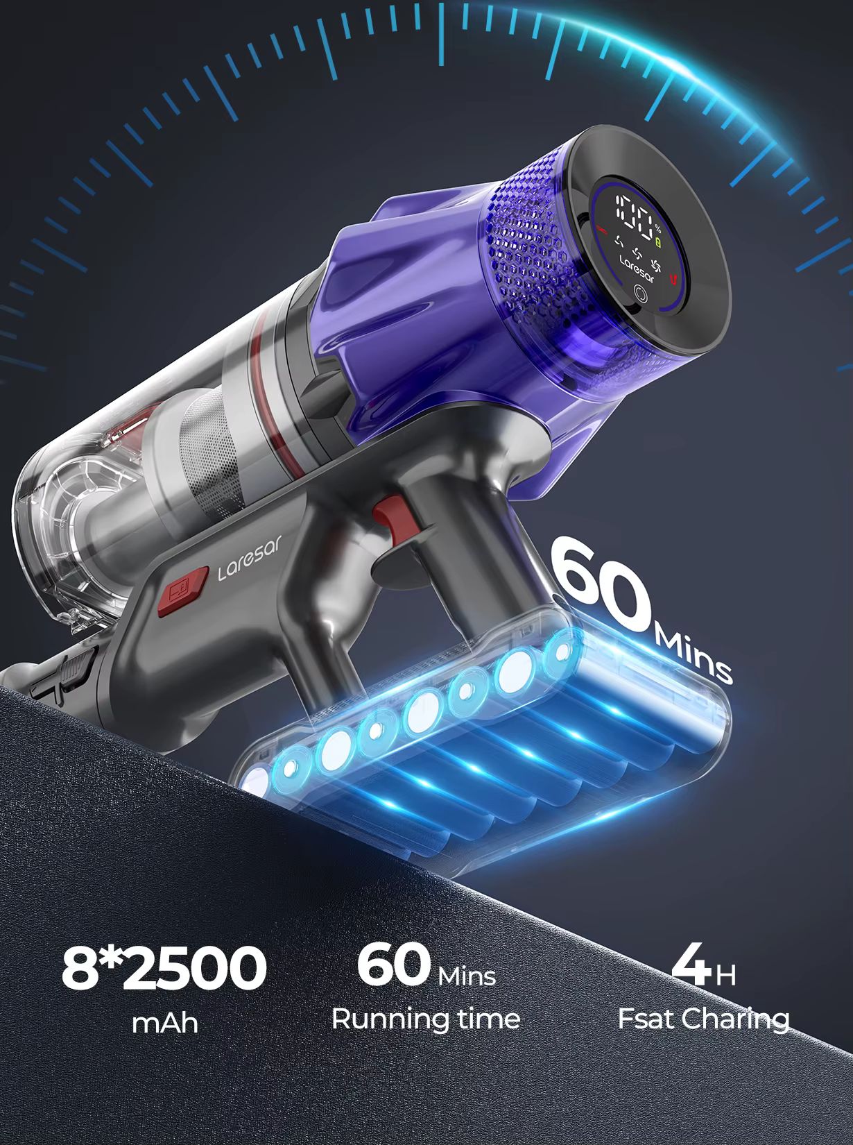 Laresar-Aspirateur sans fil V7, 500W, puissance d'aspiration 50KPA, appareil ménager intelligent, ta