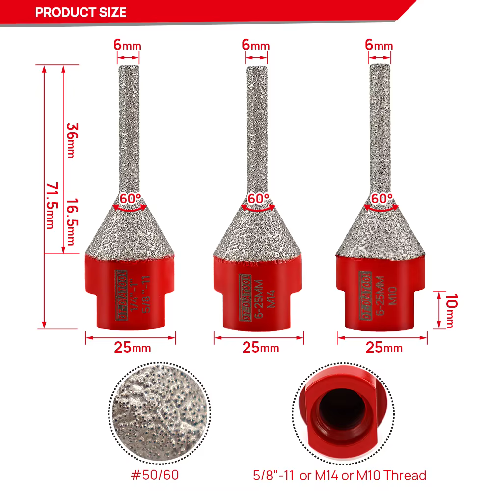 Foret de fraisage en diamant, scie cloche, chanfrein, coupe-doigt pour carrelage, porcelaine, granit