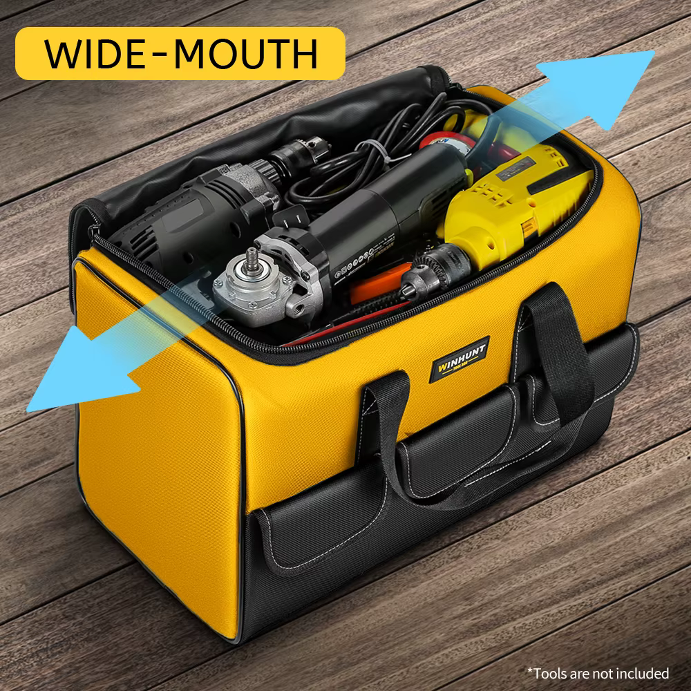 Sac à outils de 17 pouces, grand sac à outils avec 6 poches extérieures, sac à outils pour électrici