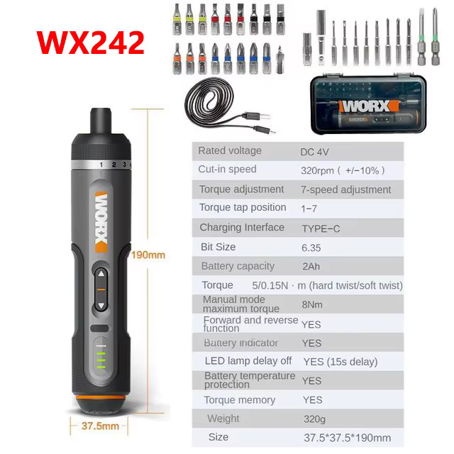 Worx 4V tournevis électriques ensembles WX242 tournevis électriques sans fil intelligents mandrin SD