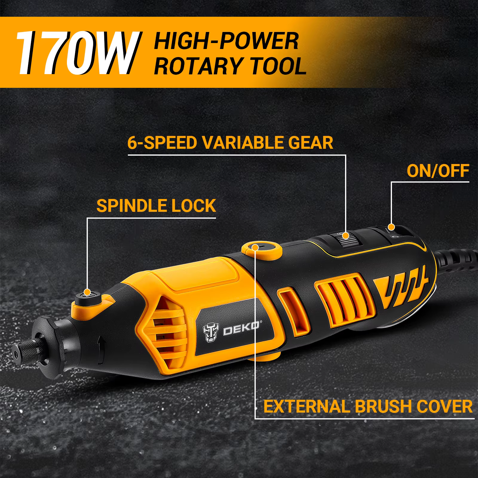 DEKO 220v Kit d'outils rotatifs électriques outils rotatifs à main Mini pour bois/métal, meuleuse él