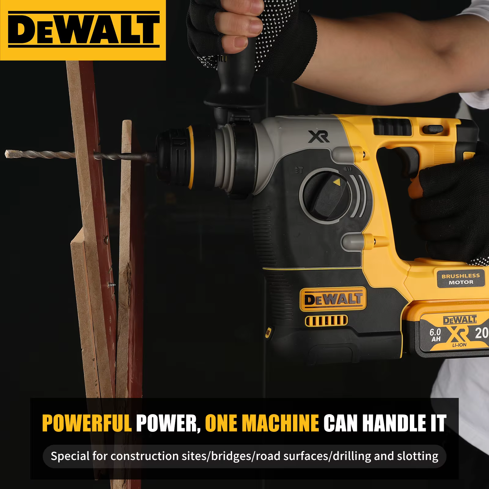 DEWALT DCH273 Marteau rotatif sans balais, batterie 20 V 6,0 Ah, énergie d'impact 2.1J, 360 ° Poigné