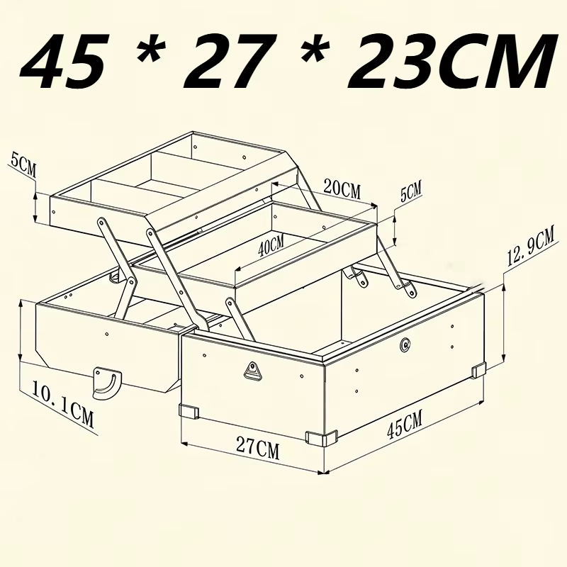 Grande mallette à outils en acier inoxydable, valise de rangement multifonctionnelle pliante, boîte 