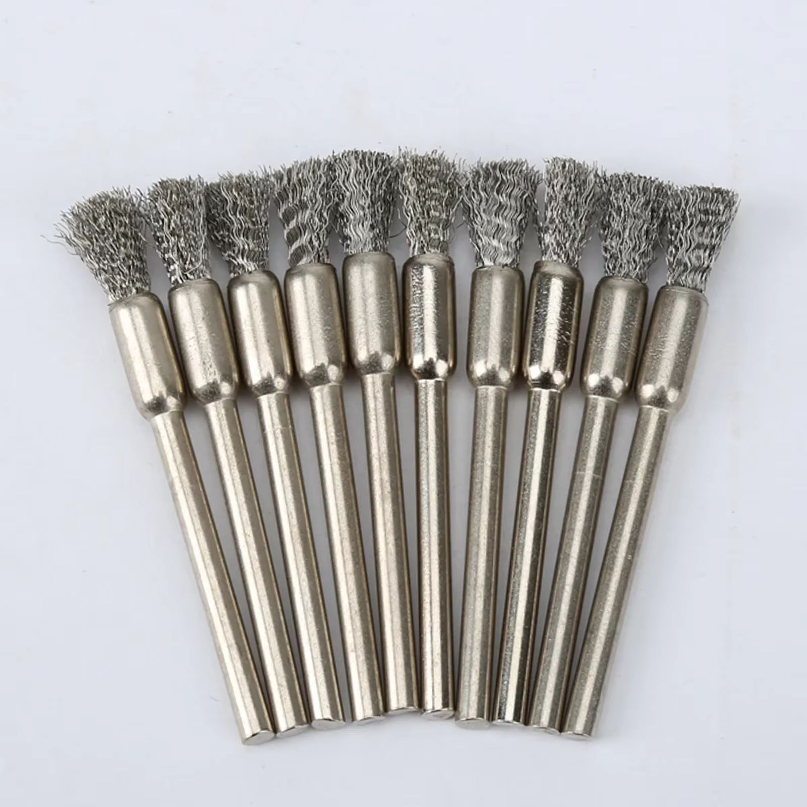 5/10 pièces brosses à crayons en acier inoxydable monté fil roue mandrin ensemble Dremel accessoire 